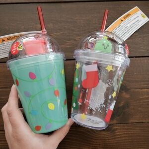 Ashland Christmas Set of 2 Light Up Dome Tumblers W/ Straw NEW - Do Not Light Up
